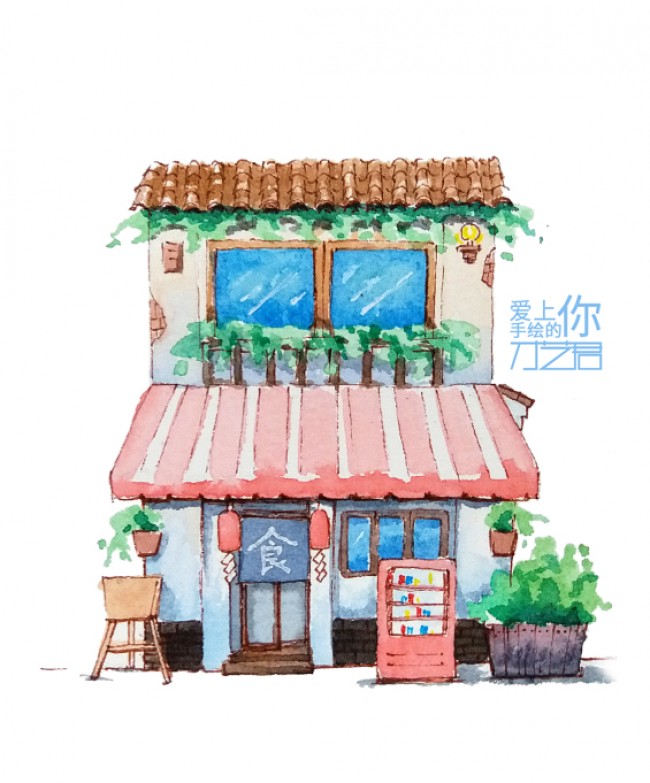 【小房子水彩小插画】简单可爱的水彩插画小房子手绘教程_www.youyix.com
