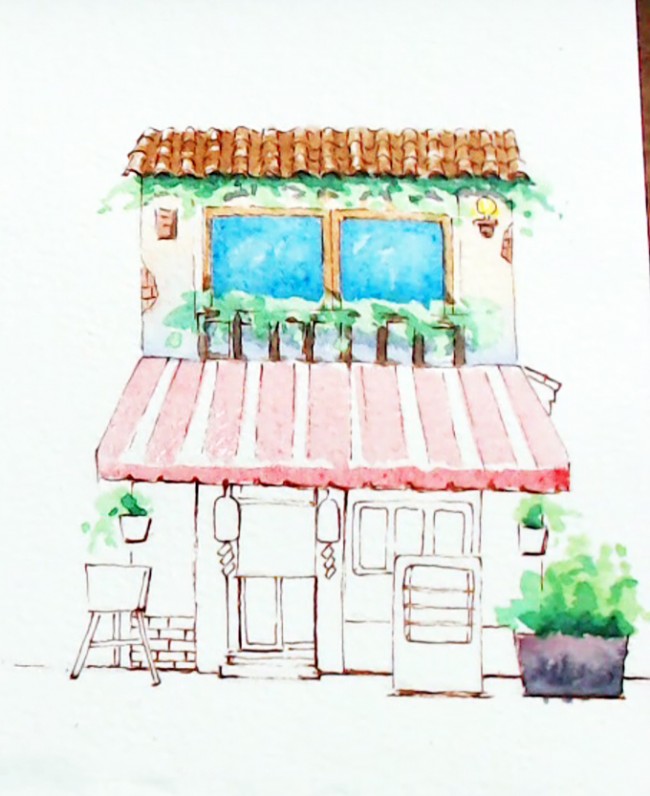 【小房子水彩小插画】简单可爱的水彩插画小房子手绘教程_www.youyix.com