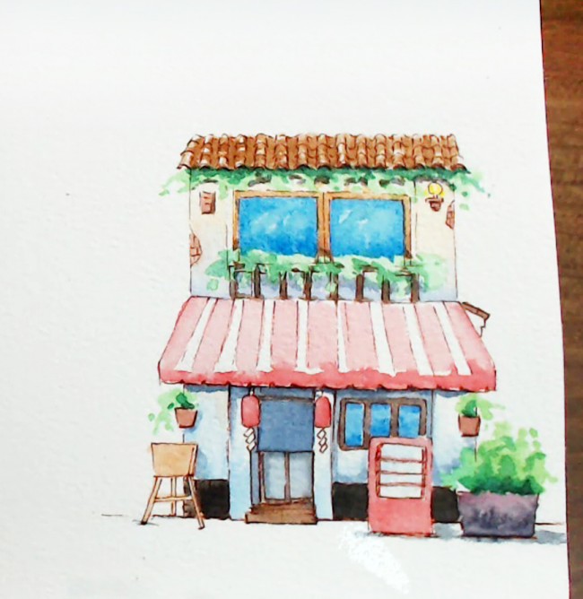 【小房子水彩小插画】简单可爱的水彩插画小房子手绘教程_www.youyix.com