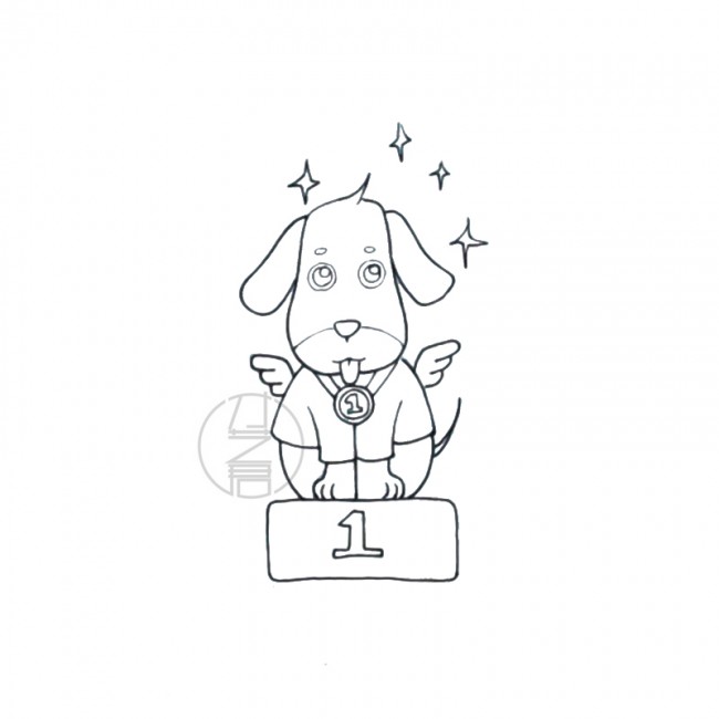 冠军狗狗彩铅简单小插画 才艺君手绘课堂新课_www.youyix.com