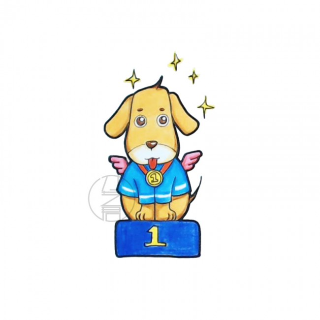 冠军狗狗彩铅简单小插画 才艺君手绘课堂新课_www.youyix.com
