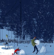 描绘冬季温暖浪漫嬉戏玩耍的插画作品 插画师Pascal campion