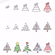 5款简单的圣诞树卡通画的画法教程 简单简笔画