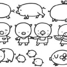 各种可爱的小猪简笔画画法教程 简单的猪的卡通画手绘画法