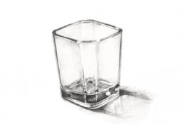 写实方形红酒杯素描绘画教程 逼真的玻璃杯子怎么画 玻璃杯怎么画有质感