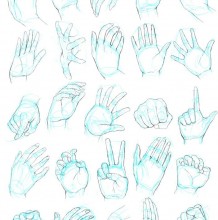 在不同角度看手部素材教程 人物的各种手部姿势绘画漫画素材教程