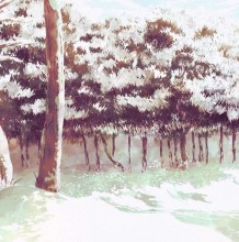 冬天的森林场景素材   各种漂亮冬日森林景象漫画素材绘画教程