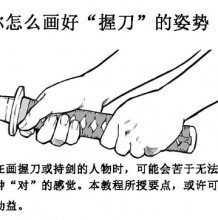 人物握刀姿势的画法教程 教你如何才能画出人物手部握刀的对错姿势
