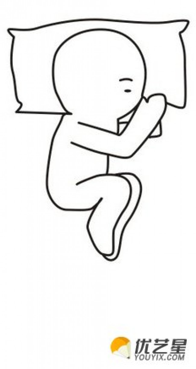 可爱小人各种睡觉姿势简笔画 宝宝睡觉简笔画 圆头睡着的小人简笔画
