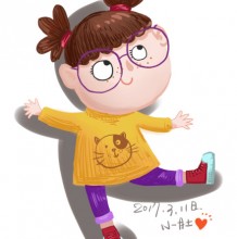 可爱双马尾调皮小女孩插画教程图片 带着眼镜很可爱的小女生ps教程