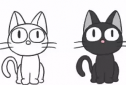 简单可爱的小黑猫怎么画 黑猫简笔画 黑色小猫儿童画卡通画画法