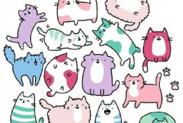 快乐小猫咪Q版卡通画画法 猫咪手绘教程 猫咪简笔画儿童画