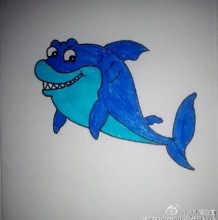 厉害的大鲨鱼可爱儿童画画法 海洋动物鲨鱼的简笔画手绘绘画教程