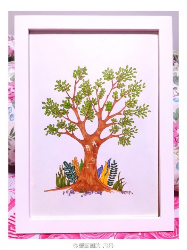 用马克笔简单的画一棵树手绘教程图片马克笔怎么画树树的画法