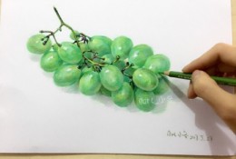 立体逼真3D感很强的葡萄彩铅画图片 葡萄彩铅手绘教程画法步骤