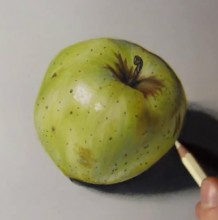 【视频】超写实手法彩铅画一只青苹果手绘视频教程 逼真的青苹果怎么画 画法
