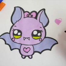 【视频】可爱的吸血鬼小蝙蝠简笔画手绘视频教程 简单的吸血蝙蝠的画法