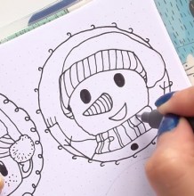 【视频】圣诞主题各种可爱小动物雪人针管笔简笔画手绘视频教程