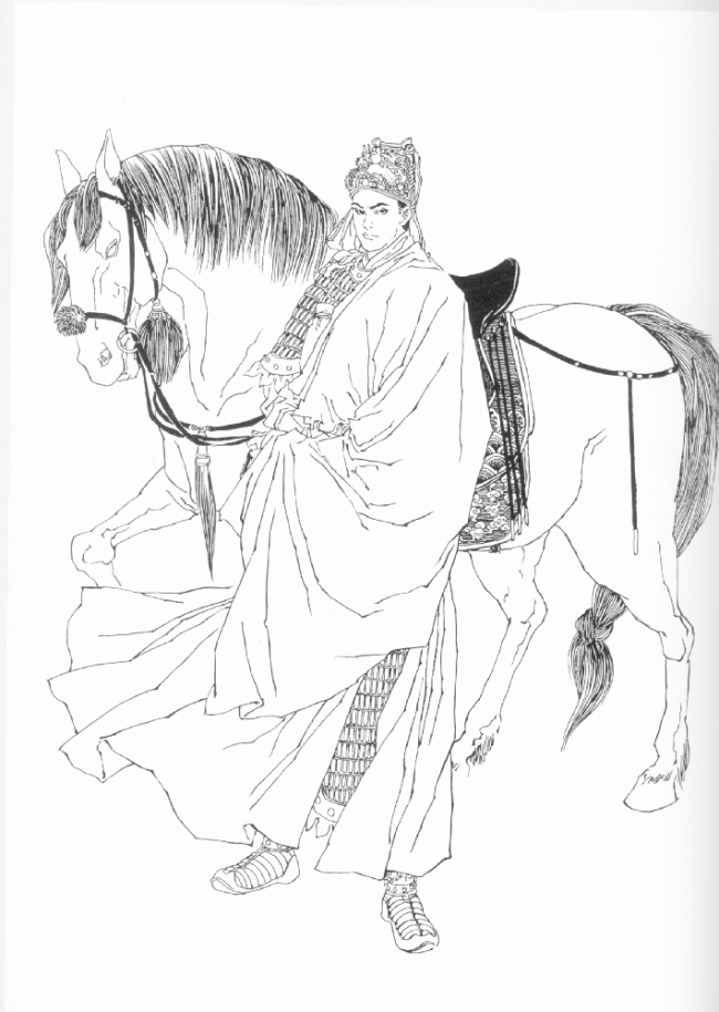48张中国古代历代帝王白描线稿图 皇帝绘画素材图片
