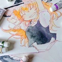 【视频】开心快乐的动漫女生水彩上色视频教程 简单的笑着的女生水彩画怎么