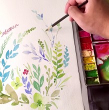 【简单花卉植物水彩】很简单的植物树叶水彩花卉画法 小清新叶子水彩画怎么