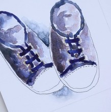 【可爱的运动鞋水彩画画法】简单的运动鞋怎么画 运动鞋水彩上色方法
